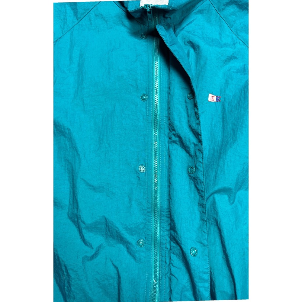 Vintage Lands End Mens XL Colorblock Windbreaker‎ Jacket Teal Pink 90s Retro - Picture 9 of 11